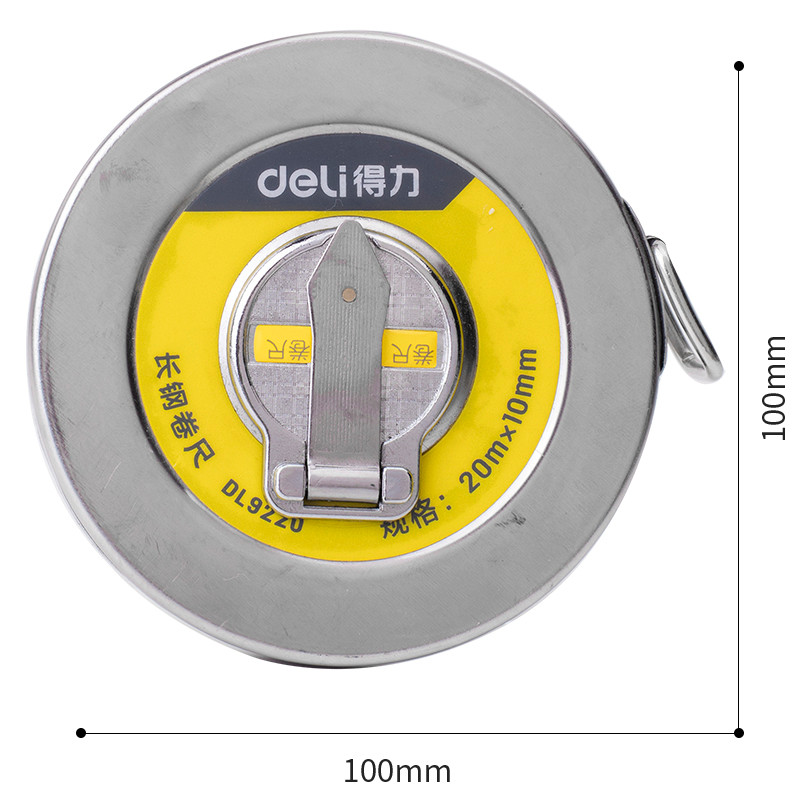 得力(deli)20米盘式钢卷尺长钢卷尺大量程工程测量尺20mx10mm DL9220